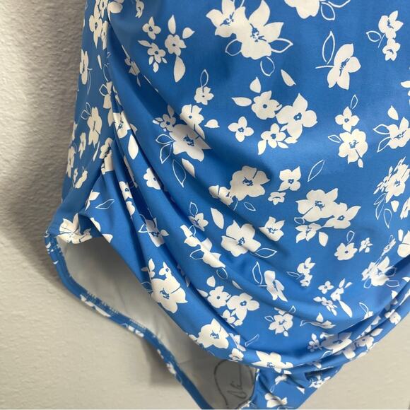 Anne Cole Square Neck Shirred One Piece Swim 16W Baby Bloom - Picture 9 of 14